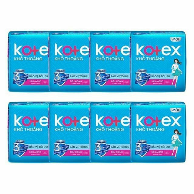 BĂNG VỆ SINH KOTEX SIÊU MỎNG CÁNH 23CM BỊCH 8 MIẾNG