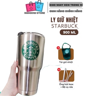 Cốc giữ nhiệt, ly đựng nước giữ nhiệt Yeti Thái Lan 900ml tặng kèm túi xách, 2 ống hút, bộ cọ rửa vệ sinh