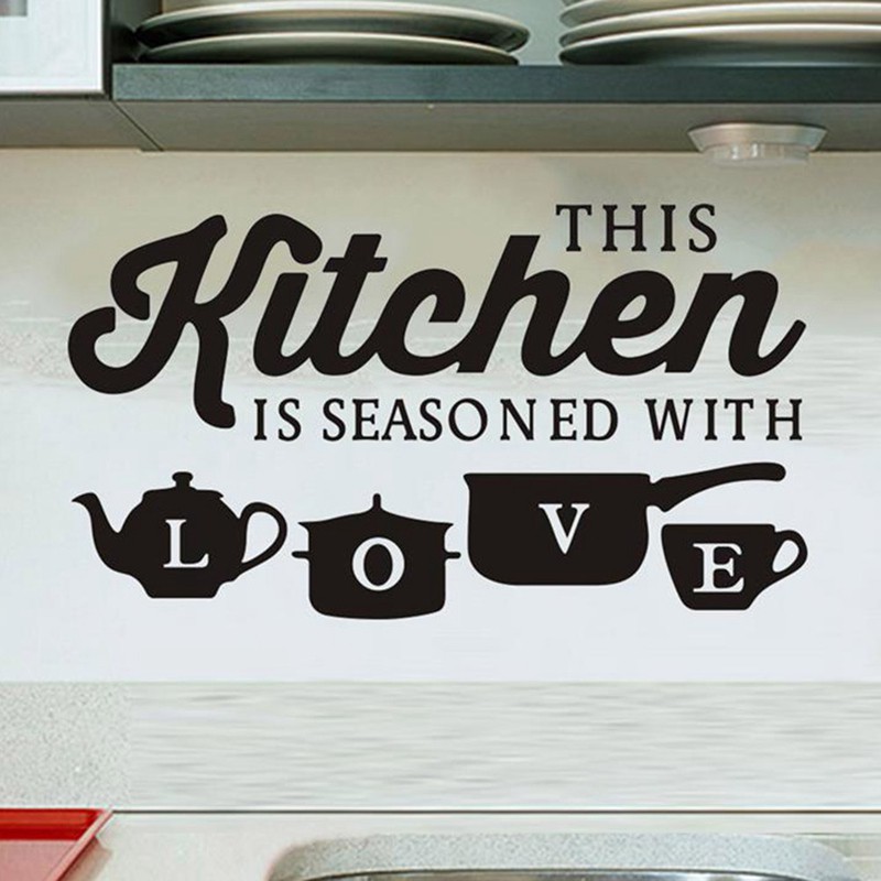 Sticker Dán Tường Họa Tiết Chữ Kitchen Pot Love Dùng Trang Trí Phòng Ăn