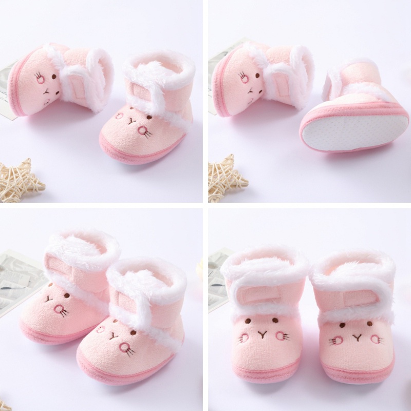 Giày Bốt Lót Bông Đế Mềm Cho Bé Gái Sơ Sinh
