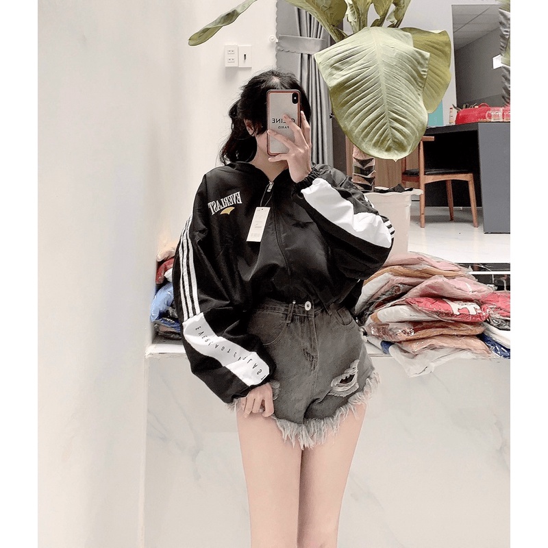 Áo Khoác Nữ 2 Lớp Phối Sọc Tay Có Nón - CLITUS FASHION