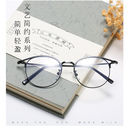 Mắt kính gọng tròn chống ánh sáng xanh phong cách Hàn Quốc cho nữ