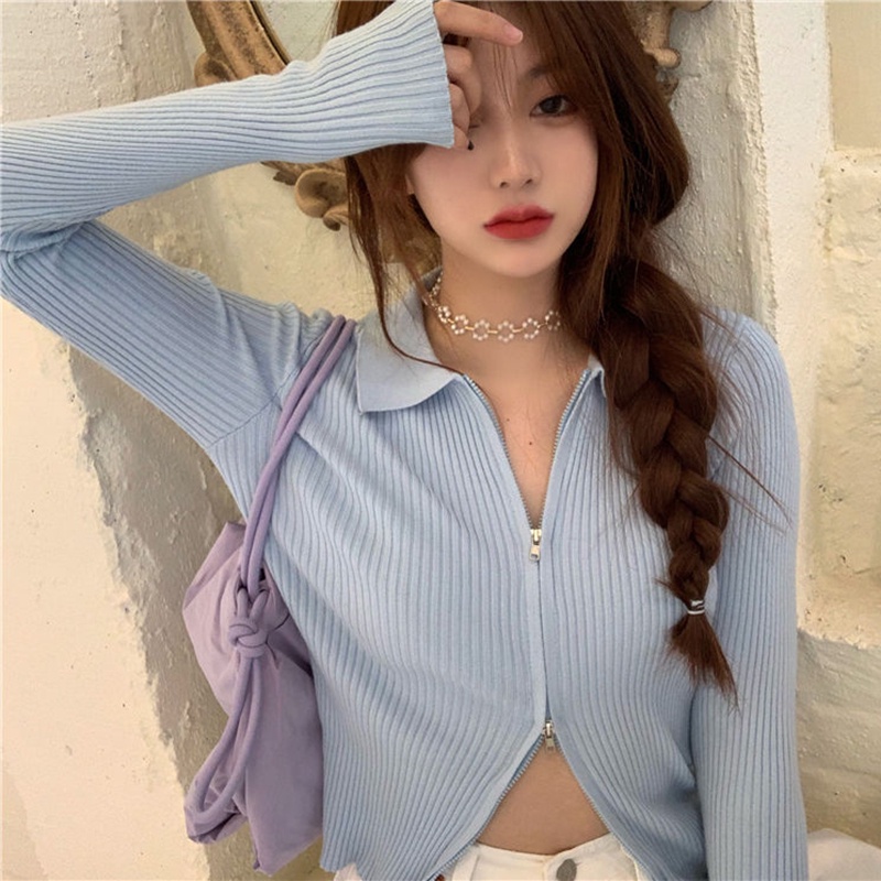 Áo cardigan IELGY ngắn tay hai chiều có khóa kéo chống nắng thời trang Hàn Quốc dành cho nữ