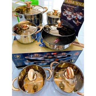 Bộ nồi KAISA VILLA - 6 món 12 chi tiết mã KV-6618 – Dùng cho mọi loại bếp, đặc biệt là bếp từ (Bảo hành 1 năm)