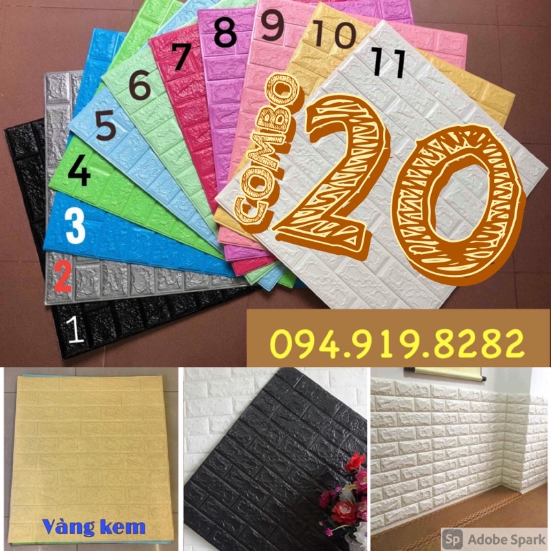 🔵 TẤM XỐP DÁN TƯỜNG GIẢ GẠCH KT 70x77 CM CÓ SẴN KEO SIÊU TIỆN LỢI