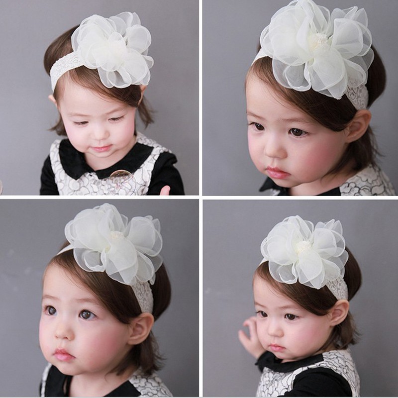 Băng đô đính hoa ren xinh xắn cho bé