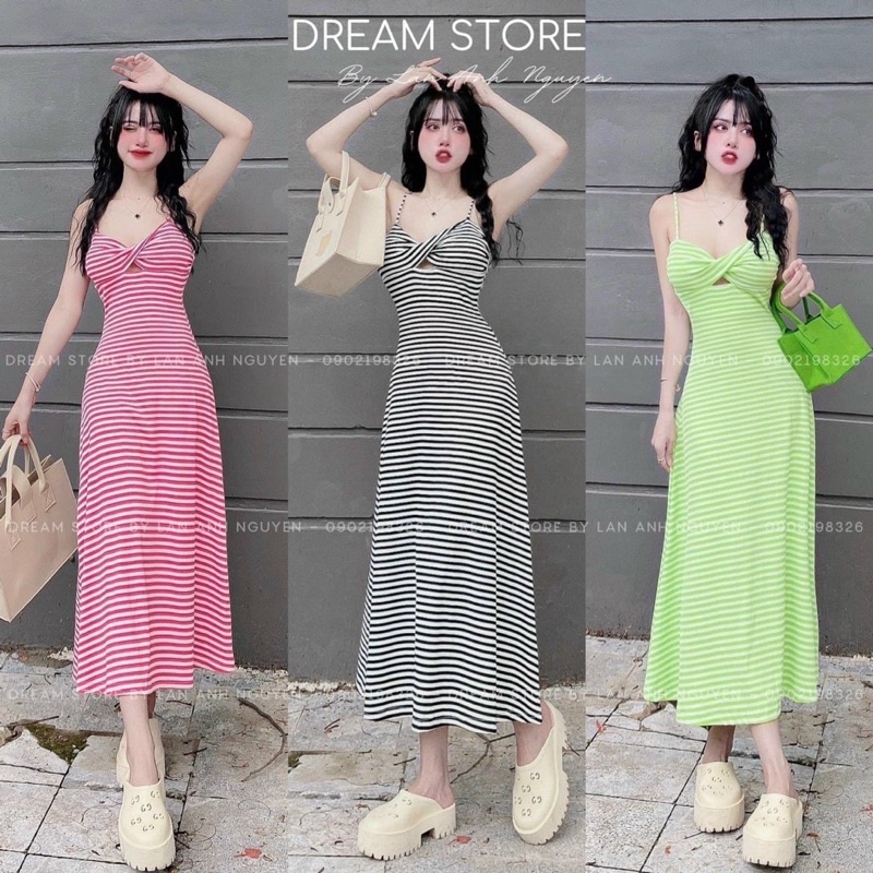 VÁY MAXI THUN 2 DÂY XOẮN NGỰC ĐẦM DÂY DÁNG DÀI CO DÃN FREESIZE