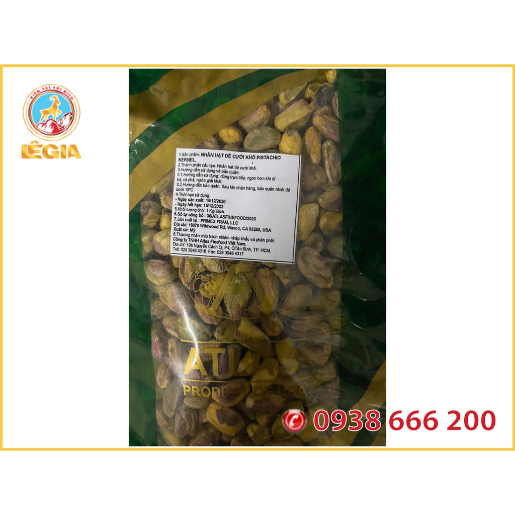 Nhân hạt dẻ cười khô – Primex Farms Pistchios 1KG