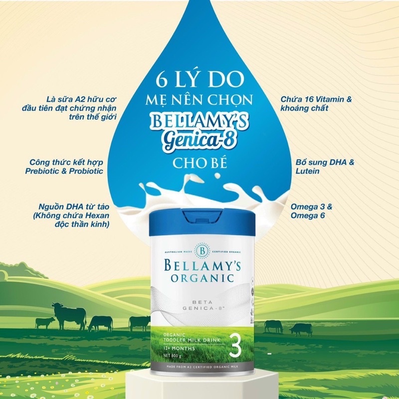Sữa bột Bellamy’s Organic Beta Genica - 8 (Úc) hộp 800g hữu cơ