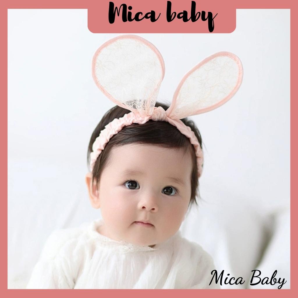 Bờm, băng đô dáng tại thỏ vải ren dẽ thương cho bé Mica baby BD31