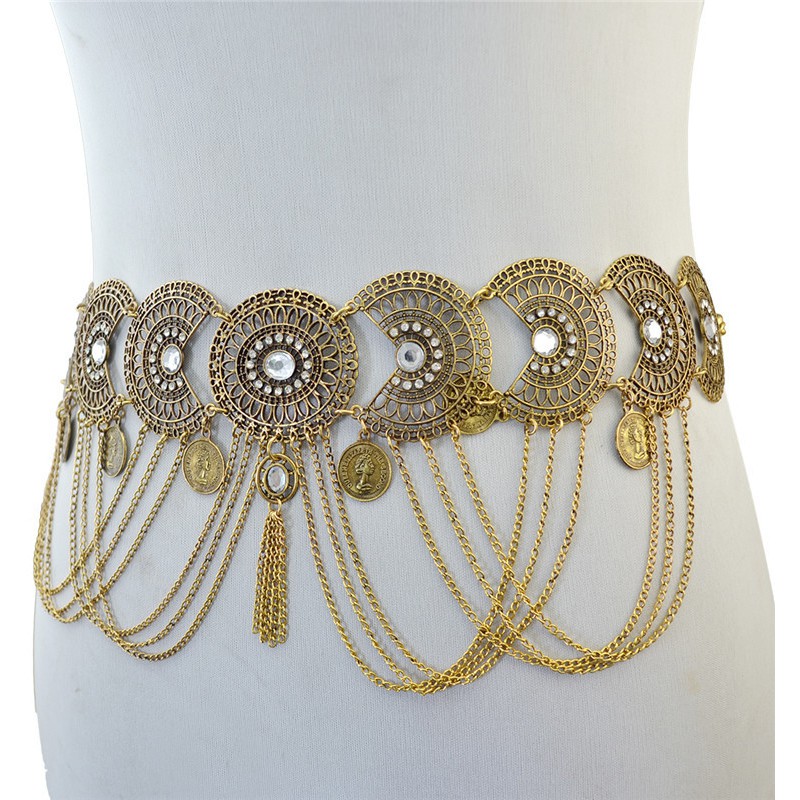 Dây đai lưng đeo bụng phụ kiện đôn hoàng phong cách boho mông cổ tây tạng