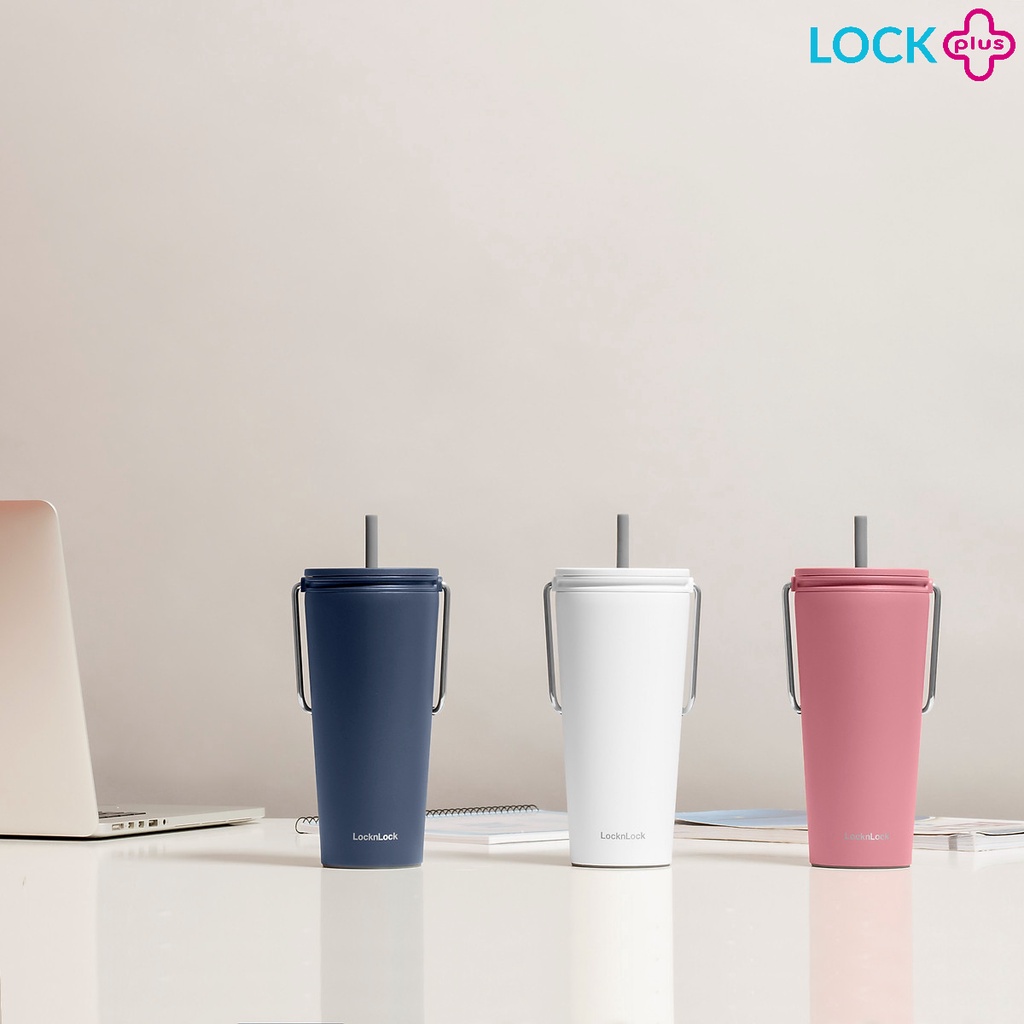Bình giữ nhiệt có ống hút Lock&Lock Bucket Tumbler with Straw LHC4268  - hàng chinh hãng