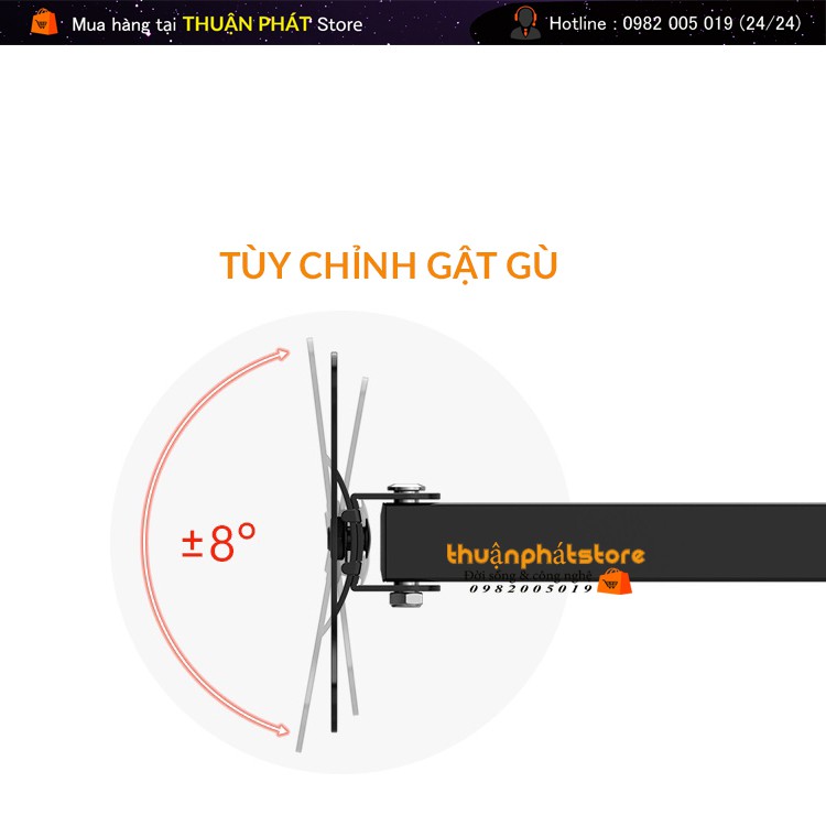 Giá Treo Màn Hình Máy Tính Xoay Năng Model CP102 17 - 32 inch - Xoay trái/phải 180độ -