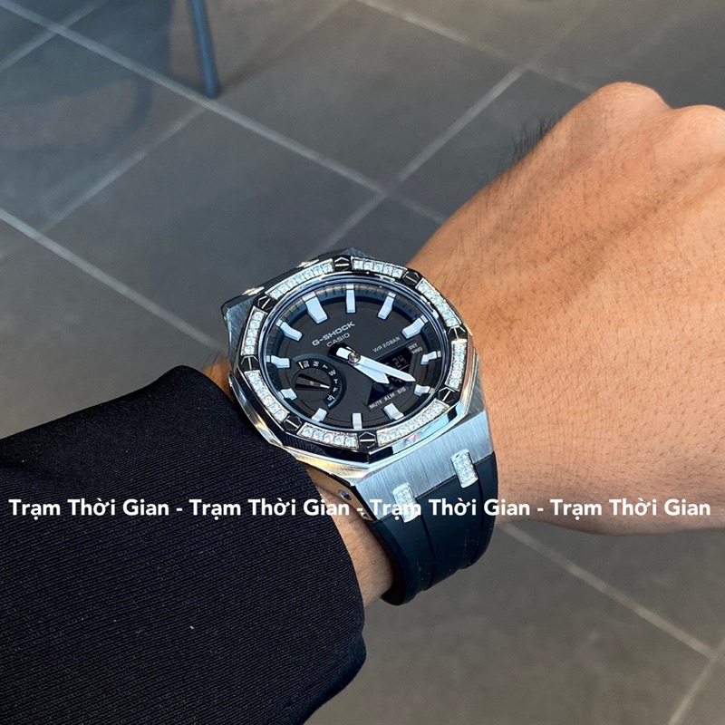 Đồng hồ nam Casio G-Shock GA-2100 viền đính đá + khớp nối