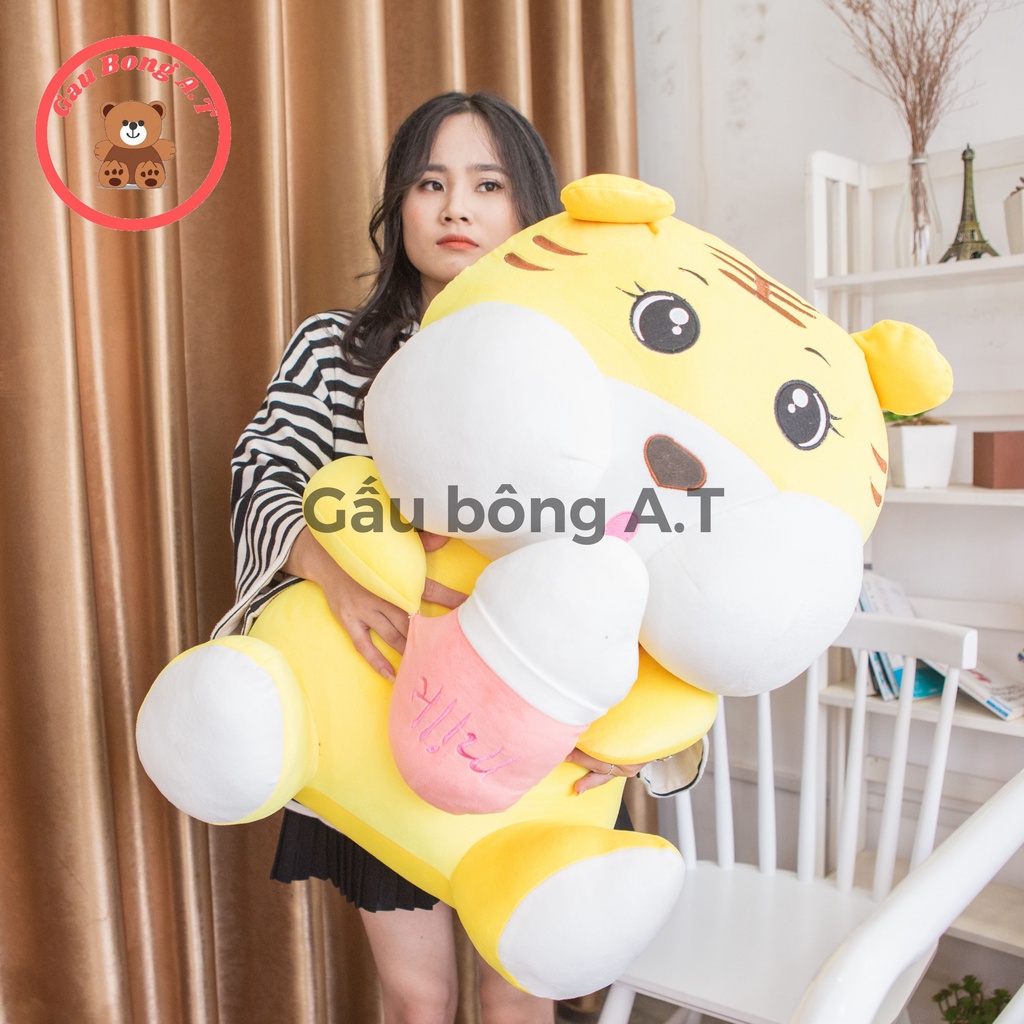 Gấu Bông Hổ Ôm Bình Sữa, Hổ bú bình, thú nhồi bông siêu cute siêu hot hit hàng mềm mại cao cấp size 85cm