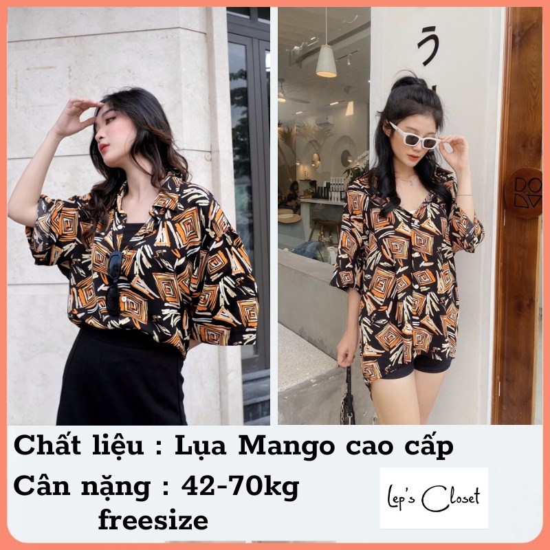 Áo sơ mi nữ tay ngắn , áo sơ mi dáng rộng họa tiết dễ thương , áo lụa Hàn dễ phối đồ | BigBuy360 - bigbuy360.vn