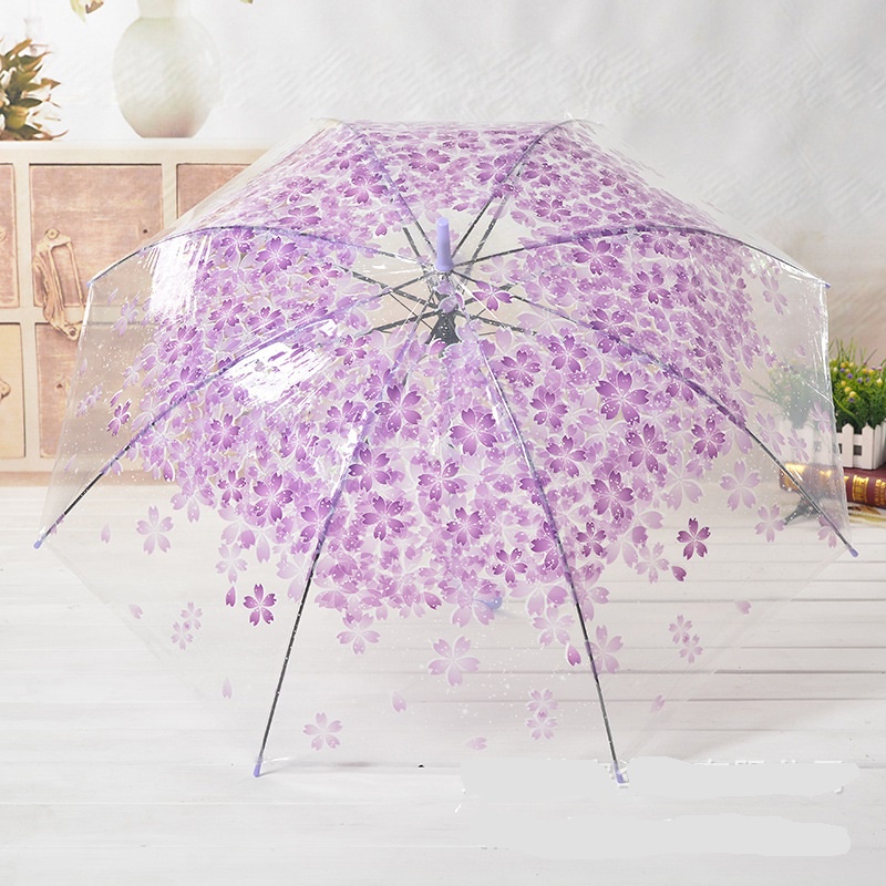 Dù xếp trong suốt hoa anh đào dù gấp gọn ô dù cầm tay che mưa 71.5*91.5*53.5 cm