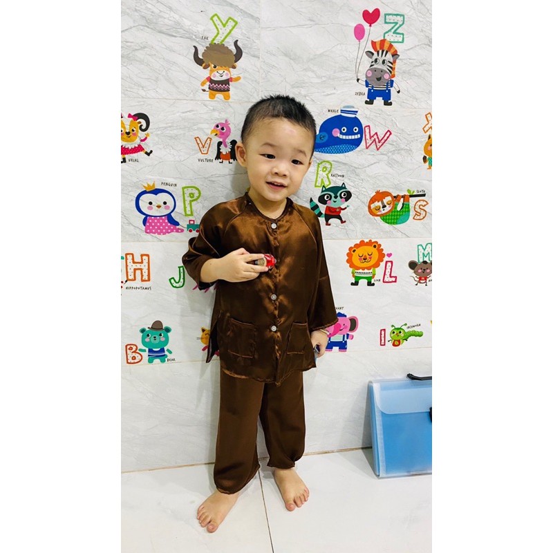 Bộ bà ba nâu cho bé Trai và bé gái  chất lụa