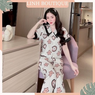 Đồ bộ nữ Vic's cao cấp, đồ ngủ hoạ tiết mặc nhà sang trọng L216 thời trang nữ pijama