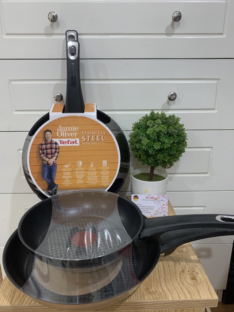 🇩🇪Set 2 chảo rán CAO CẤP Tefal Jamie Oliver Titanium 20-26cm-SIÊU BỀN-CHỐNG DÍNH SIÊU ĐỈNH-KO BONG TRÓC-KO LỒI ĐÁY
