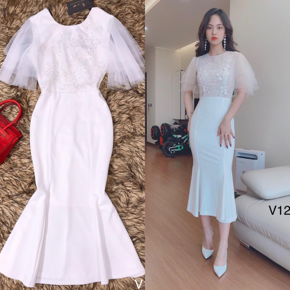 Váy trắng tay voan V1216 - ĐẸP SHOP DVC ( Ảnh mẫu và ảnh trải sàn do shop tự chụp )  ྇