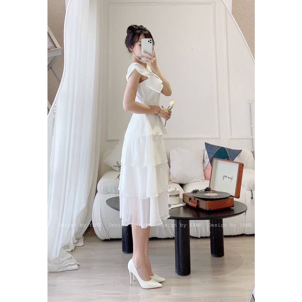 Váy trắng chất vải tơ nến V02 Bride YAME