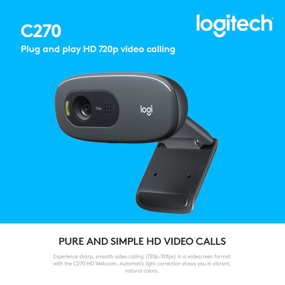Webcam Logitech C270 Hd 720p Cổng Usb 2.0 Chống Ồn Cho Pc Laptop | BigBuy360 - bigbuy360.vn