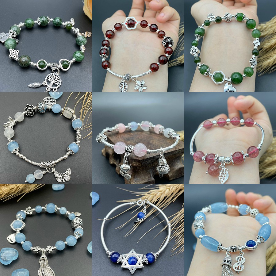 Vòng Tay Charm Bạc S925 Mix Đá Tự nhiên  - Đủ Mẫu Đẹp - Phù Hợp Nhiều Cung Mệnh