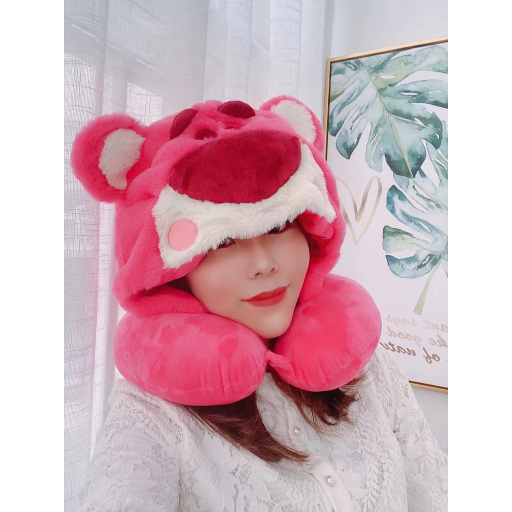 Gấu dâu Lotso Gối Kê Cổ Chữ U Hình Nón kuromi Hoạt Hình Đáng Yêu