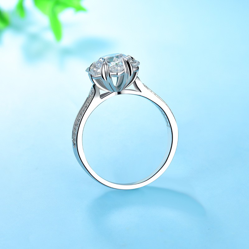 Nhẫn Mạ Bạc 925 Hình Cánh Hoa Đính Đá Xinh Xắn