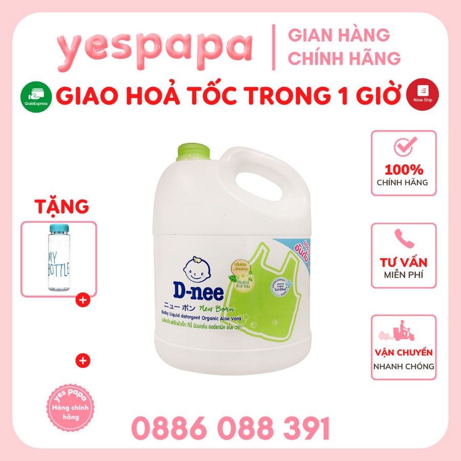 [HÀNG CHÍNH HÃNG] Dung dịch giặt xả quần áo gia đình Dnee màu Trắng 3000ml, Dnee nước rửa bình