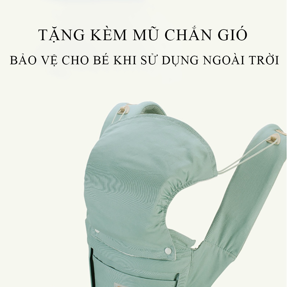 Địu em bé trợ lực có đỡ đầu, ngăn chưa đồ, bệ ngồi cho trẻ từ 0-36 tháng, địu ngồi đa năng HAPPY WALK nhiều tư thế