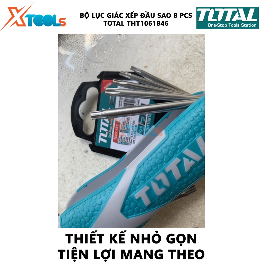 Bộ lục giác xếp đầu sao 8 chi tiết Total THT1061846 | bộ 8 chìa lục giác đầu tròn kích thước 2-8mm hỗ trợ vặn mở được