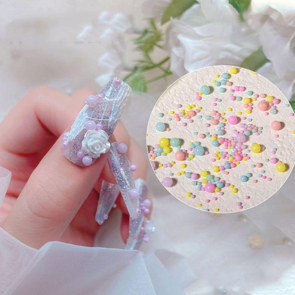 QQMALL 1 Hộp Hạt Cườm Kim Loại Mini Màu Sắc Macaron Trang Trí Móng Tay Nghệ Thuật DIY