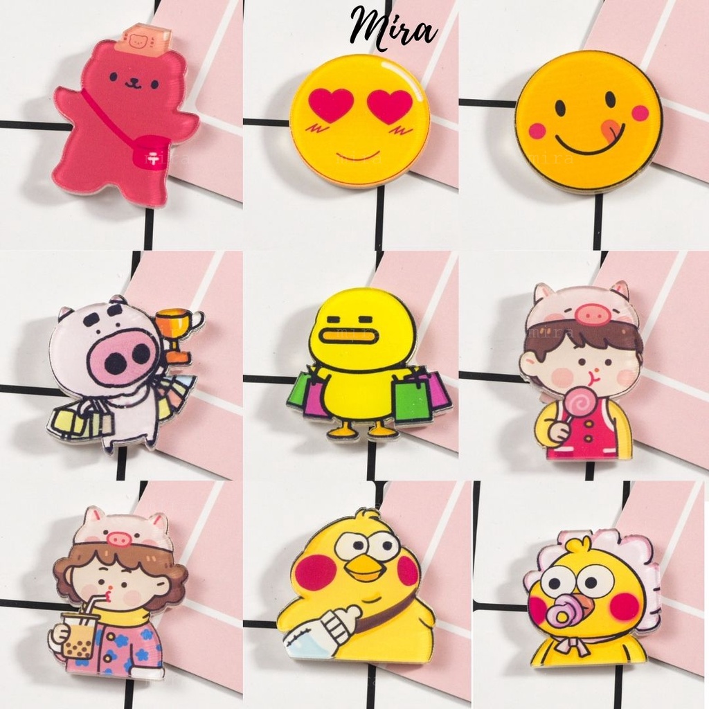 Ghim Cài Huy Hiệu Acrylic  Pin Cài Trang Trí Áo Mũ Nón Túi Xách Ví Cặp Balo Đi Học Cực Cute MIRA-GC00802