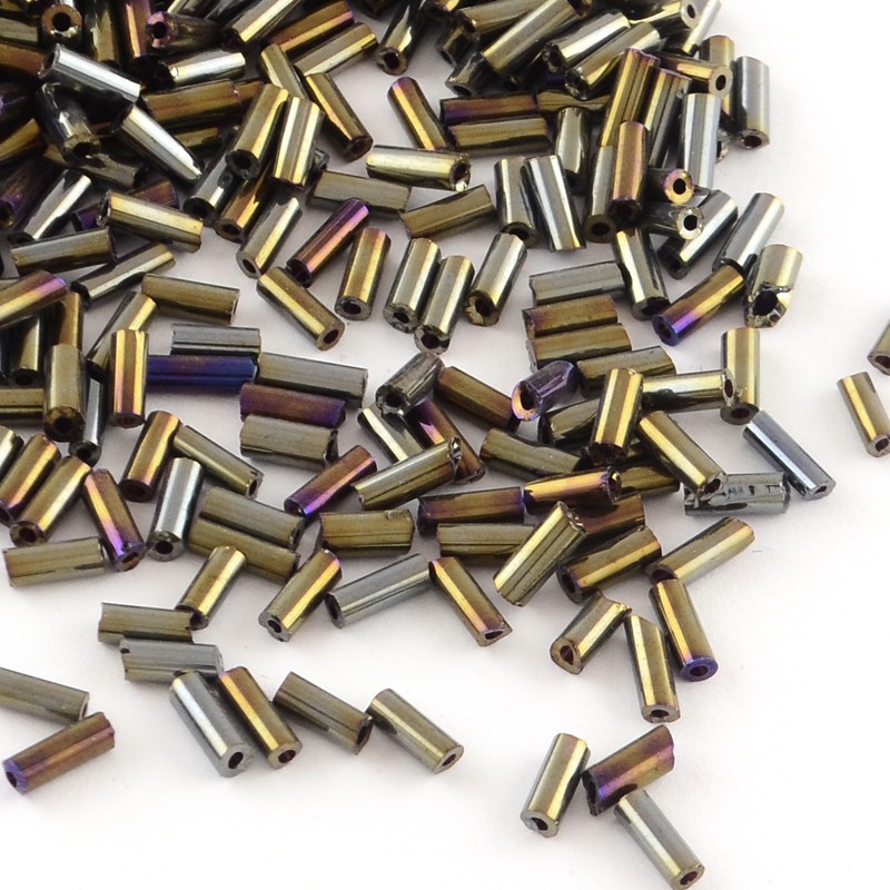Bộ 1556 hạt xỏ bằng thủy tinh mạ kiểu ống 4.5x2mm với lỗ 1mm dành cho làm đồ trang sức thủ công