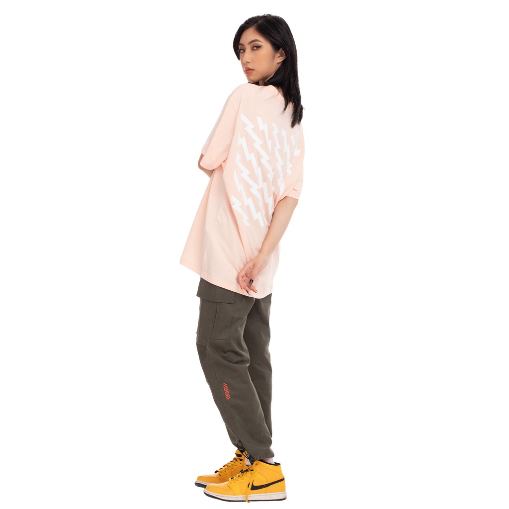 5THEWAY® /ZIGZAG/ SQUARE TEE™ in PALE PEACH aka Áo Thun Tay Ngắn Hồng Đào