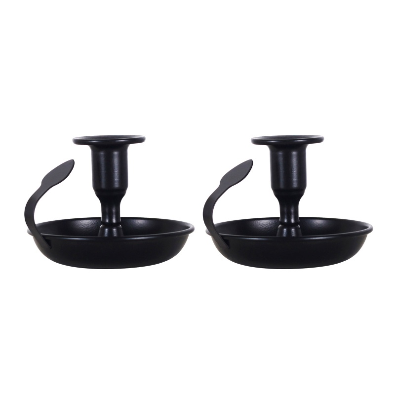Set 2 Giá Đỡ Đèn Cầy Bằng Sắt Màu Đen Phong Cách Cổ Điển Độc Đáo Trang Trí Nhà Cửa