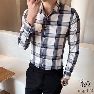 Áo sơ mi nam dài tay họa tiết caro thời trang mới HALLA áo sơ mi kẻ caro kiểu công sở hàn quốc đẹp MS-123
