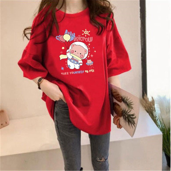 Áo thun NRVP ngắn tay dáng rộng in hình thời trang mùa hè Hàn Quốc 2022 cho nữ