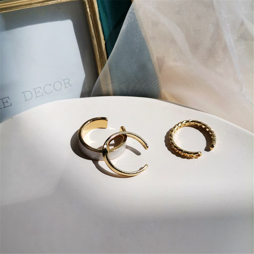 Set 3 nhẫn kiểu dáng đơn giản phong cách Hàn Quốc thời trang nữ dễ thương