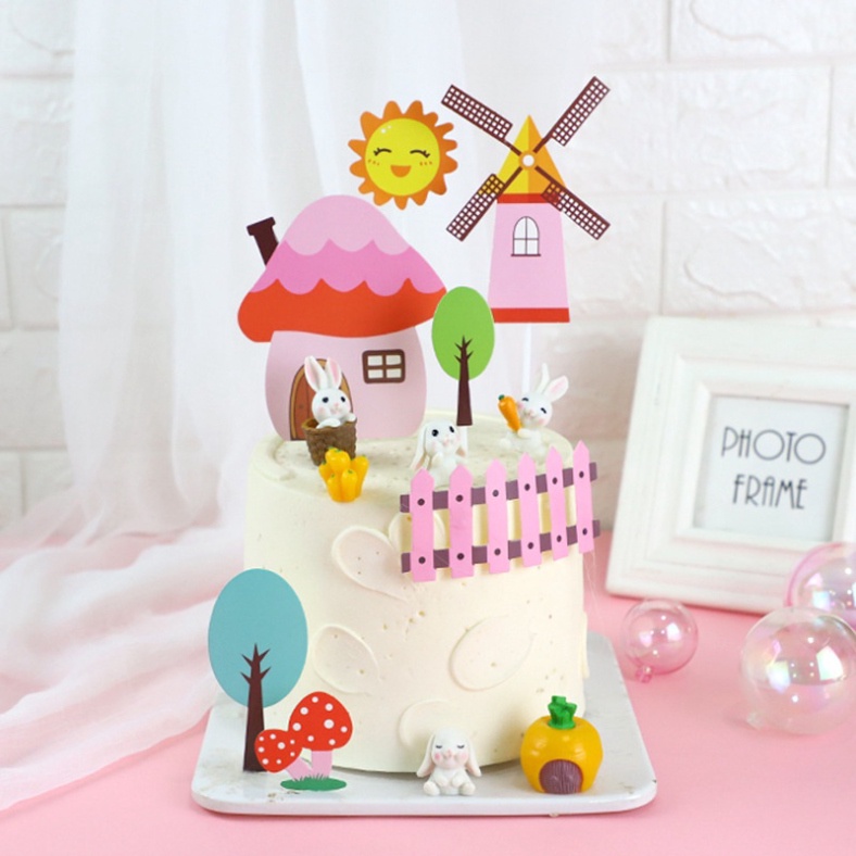 đồ trang trí bánh kem [FREESHIP❤️] set cắm ngôi nhà mới