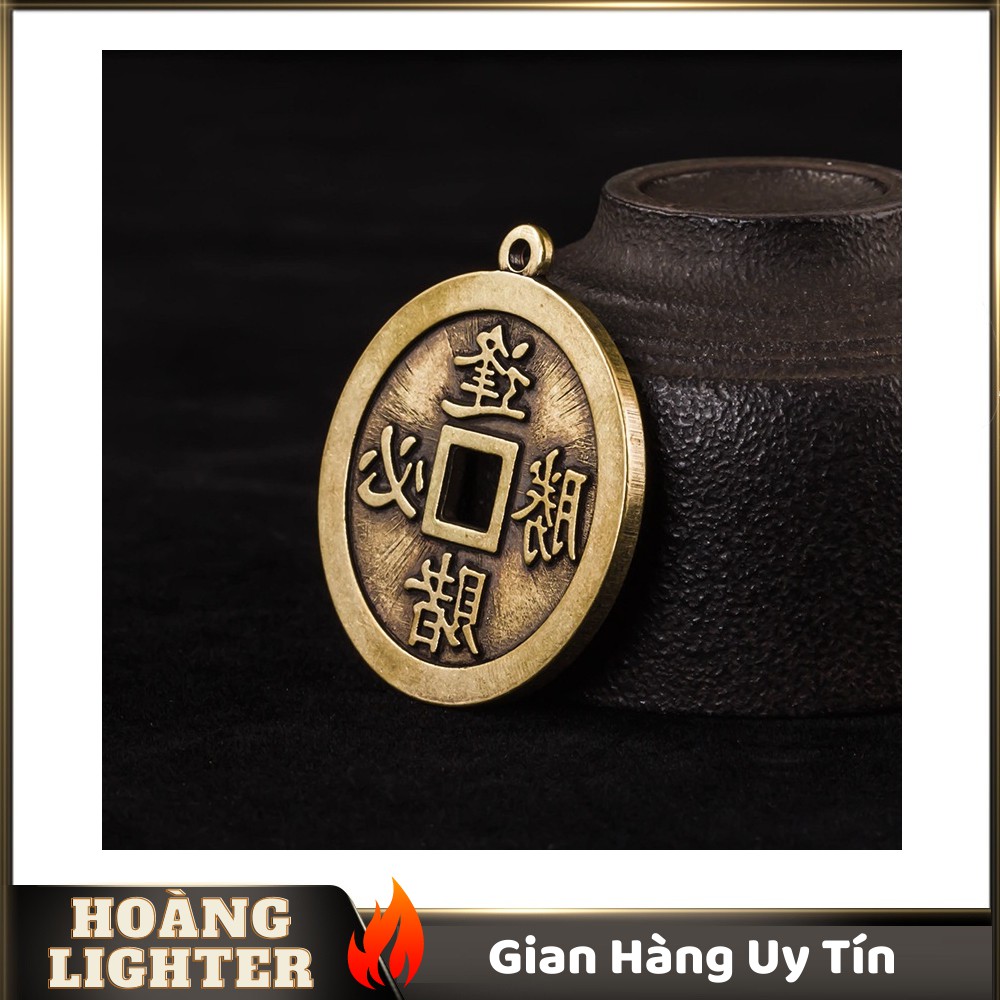 Tượng Đồng Phong Thủy Hình Đồng Xu Cổ , Trang Trí Đem Lại May Mắn, Móc Khóa Mặt Dây Chuyền (Kích Thước: 4.1cm x 3.8cm)