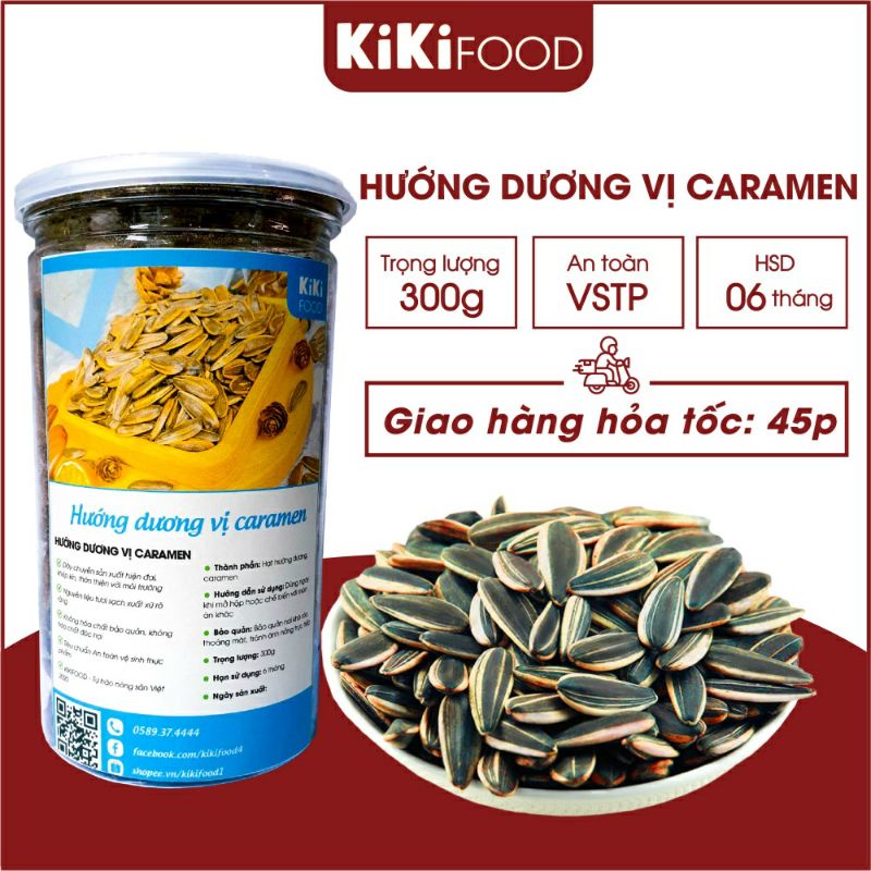 Hướng dương vị caramen 300G KIKIFOOD vừa ngon vừa rẻ, đồ ăn vặt Việt Nam an toàn vệ sinh thực phẩm