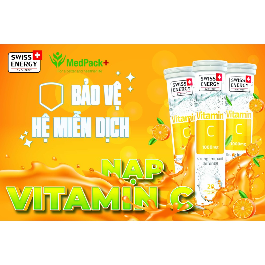 Viên sủi bổ sung vitamin C tăng cường sức đề kháng Swiss Energy Vitamin C 1000mg (tuýp 20 viên) | BigBuy360 - bigbuy360.vn