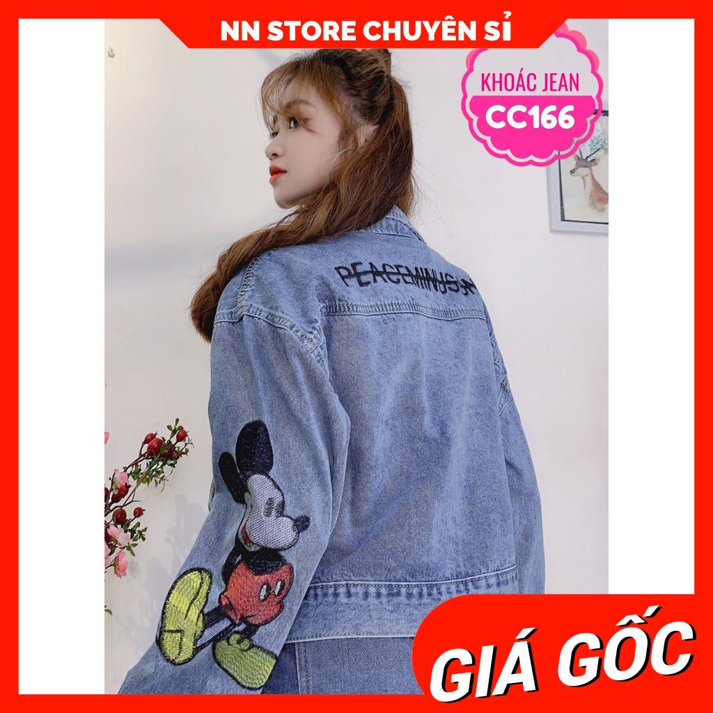 ÁO KHOÁC JEAN THÊU MICKEY XINH XẮN CC166 ⚡ẢNH THẬT⚡ ÁO KHOÁC NỮ ⚡ KHOÁC JEAN NỮ