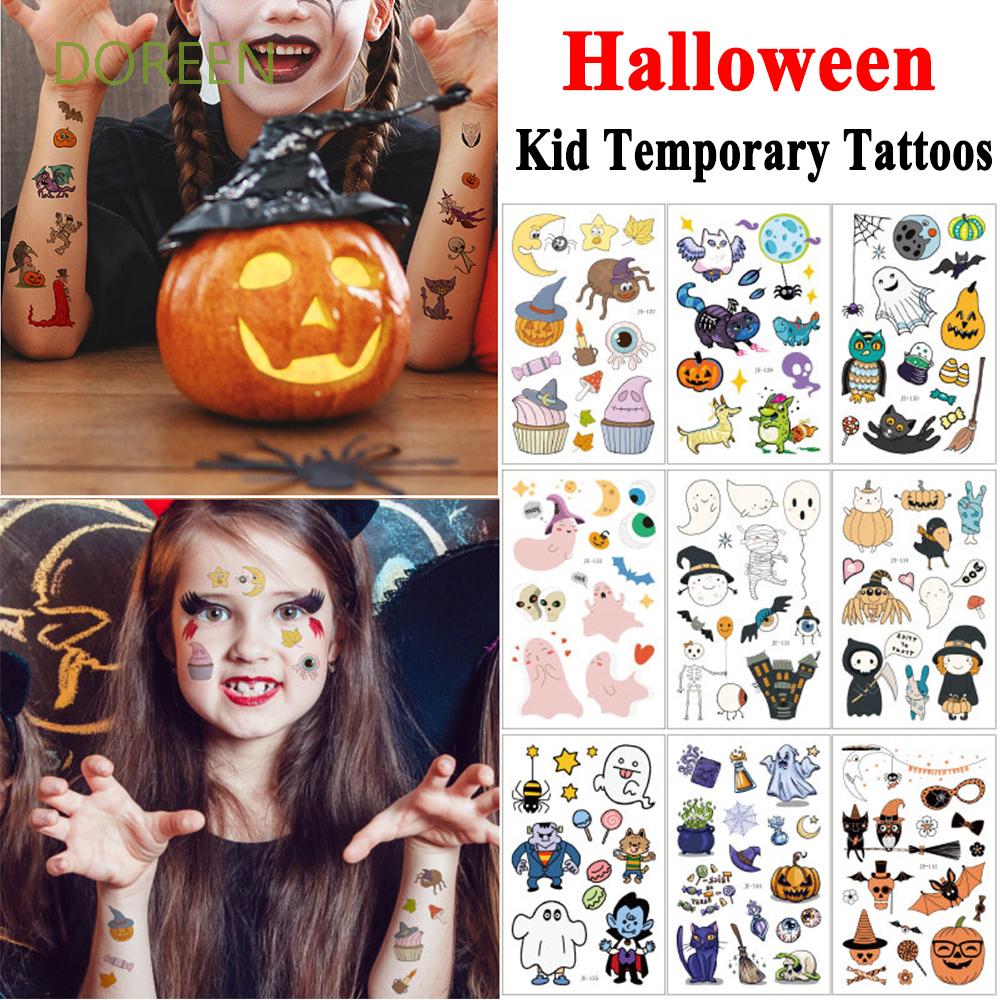 (Hàng Mới Về) 1 Hình Xăm Dán Tạm Thời Họa Tiết Halloween Chống Nước Cho Trẻ Em