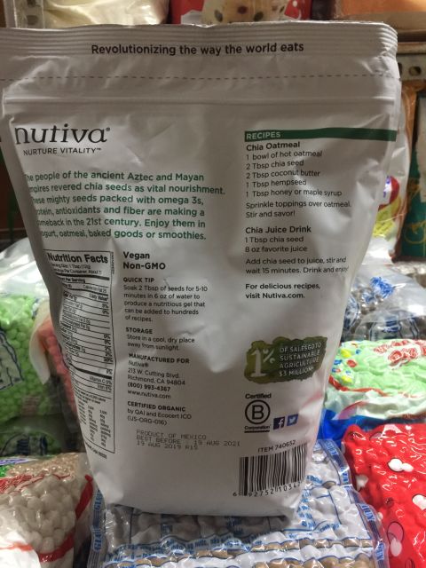 Hạt Chia Mỹ Nutiva Organic Chia Seed 907g