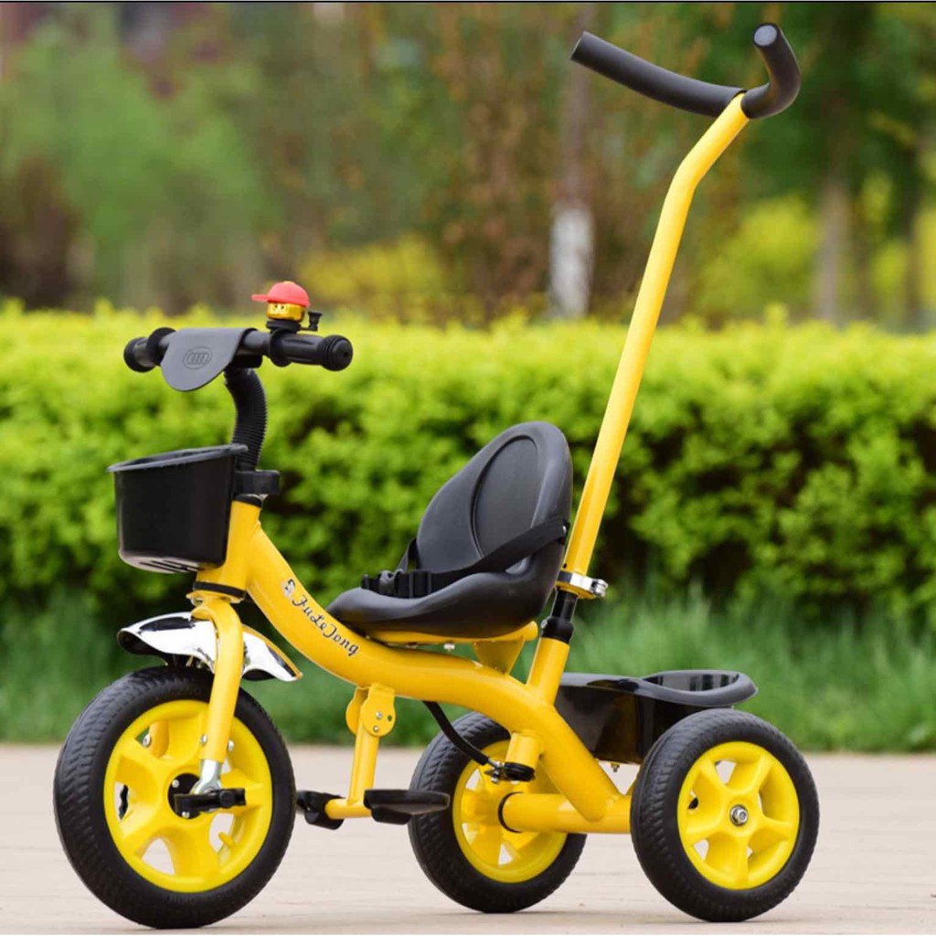 xe đạp trẻ em, xe đẩy 3 bánh có bàn đạp cần đẩy và giỏ để đồ dành cho bé từ 1 đến 6 tuổi