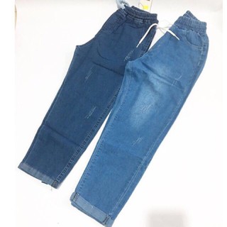 Quần Jean lỡ baggy (vải jean lụa co giãn, cạp chun)
